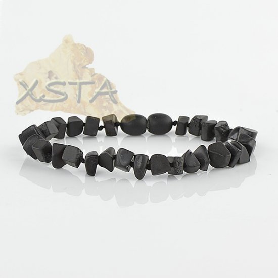 Raw black amber bracelet with screw clasp